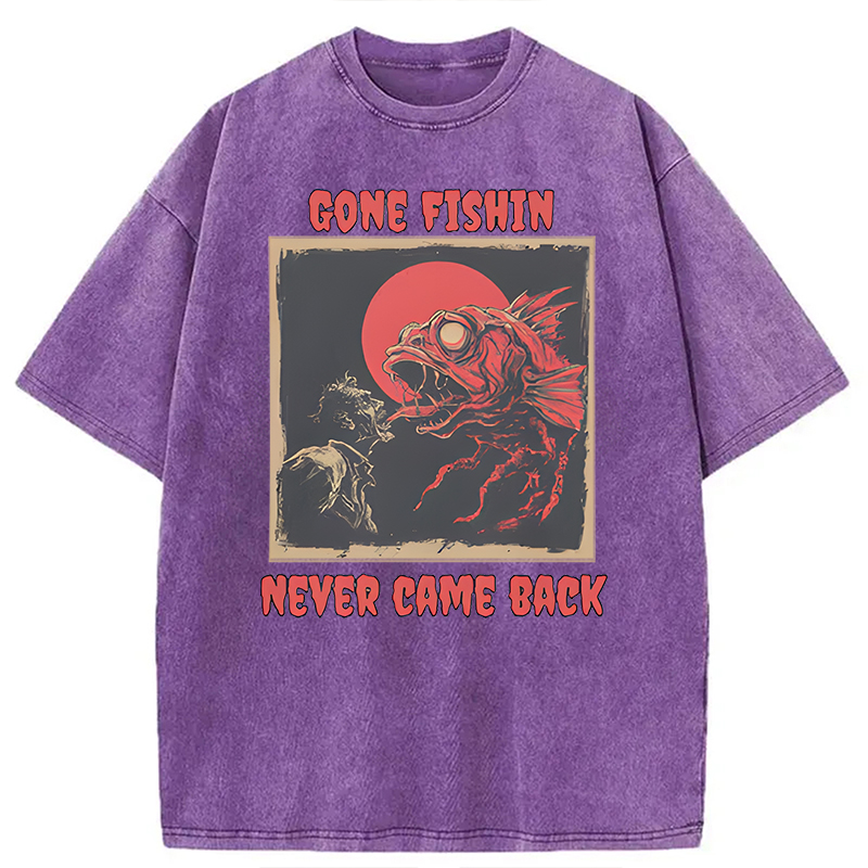 Modecanvas Zombie Fish DTG Printing Washed T-Shirt-modecanvas