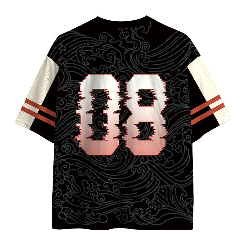 Modecanvas Retro Great Wave Ukiyoe Mesh Jersey-modecanvas