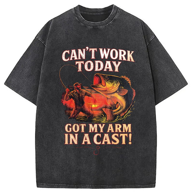 Modecanvas Bass Fishing Funny Fisher DTG Printing Washed T-Shirt-modecanvas