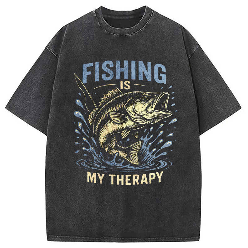 Modecanvas Funny Fisherman DTG Printing Washed T-Shirt-modecanvas