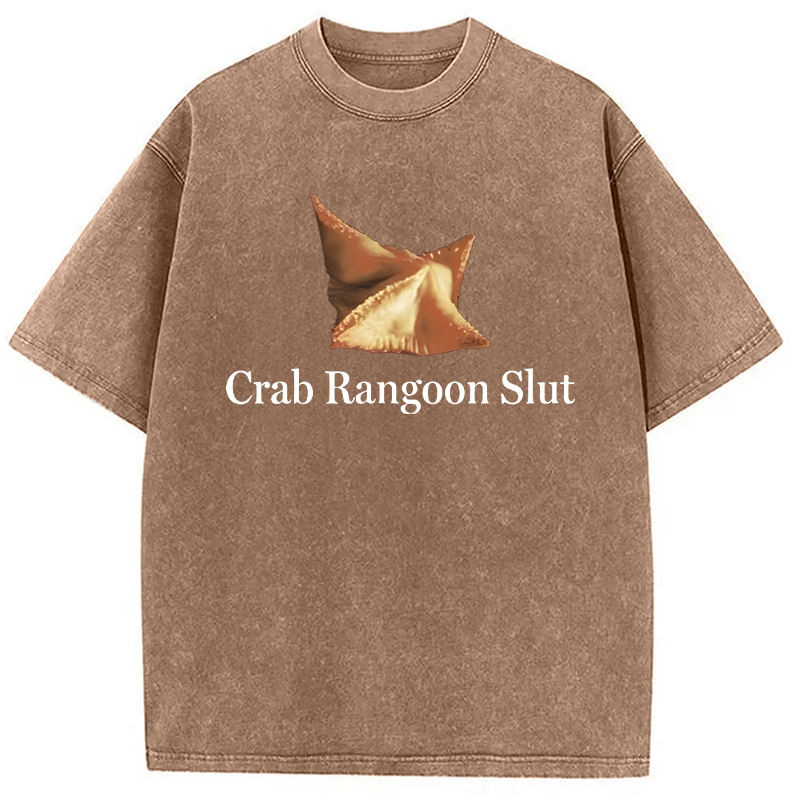 Modecanvas Crab Rangoon Slut DTG Printing Washed T-Shirt-modecanvas