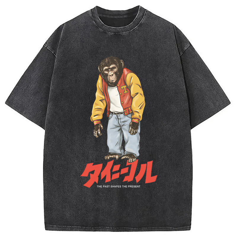 Modecanvas The Past Shapes DTG Printing Washed T-Shirt-modecanvas