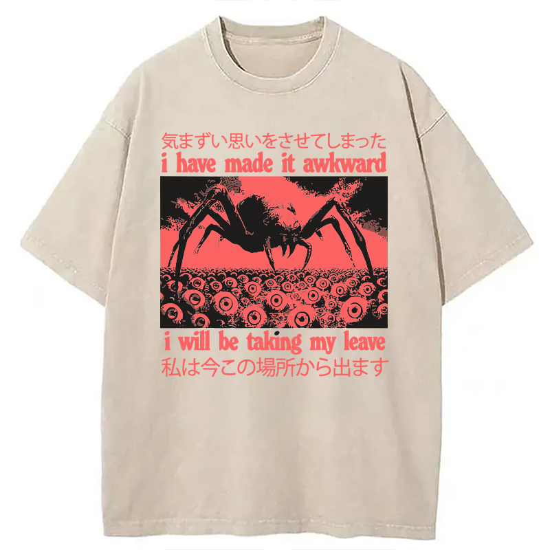 Modecanvas I Have Made It Awkward Spider Crab DTG Printing Washed T-Shirt-modecanvas