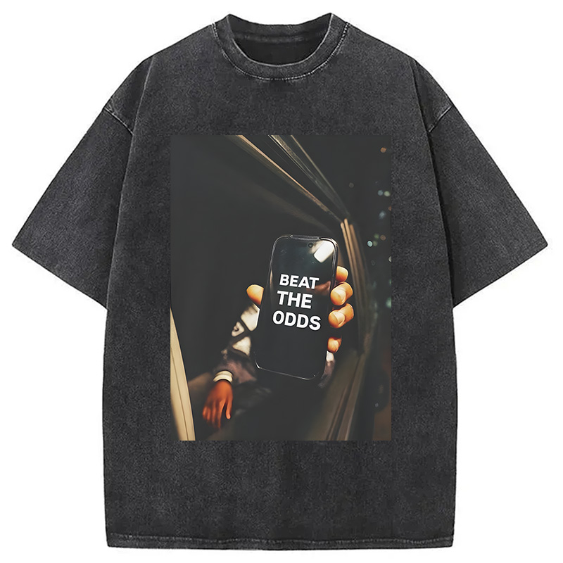 Modecanvas Beat The Odds Funny Meme DTG Printing Washed T-Shirt-modecanvas