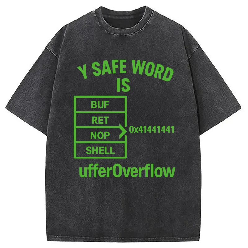 Modecanvas Buffer Overflow Funny Hacker Meme DTG Printing Washed T-Shirt-modecanvas