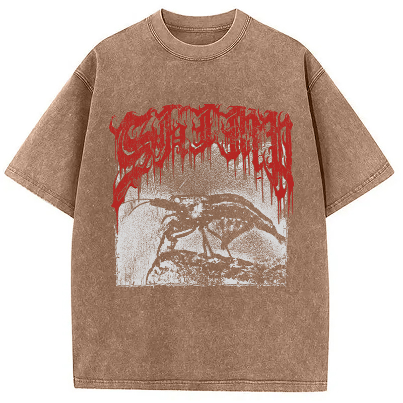 Modecanvas Shimp Metal DTG Printing Washed T-Shirt-modecanvas