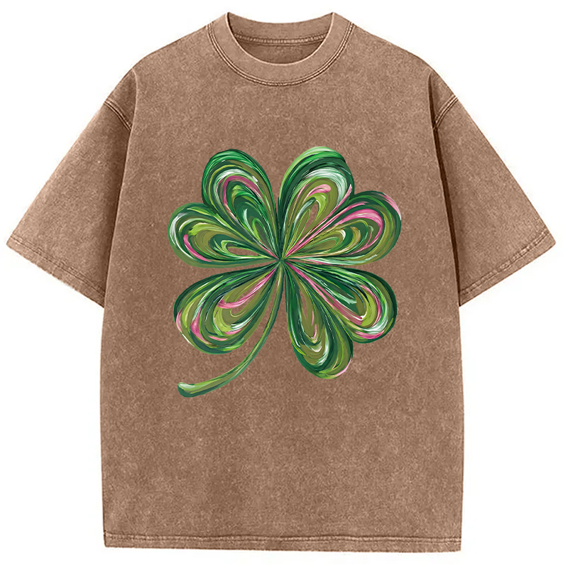 Modecanvas Lucky Shamrock DTG Printing Washed T-Shirt-modecanvas