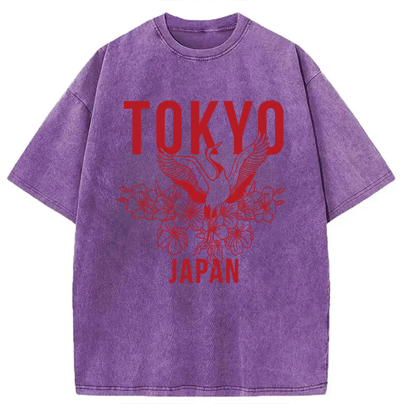 Modecanvas Japanese Bird Tokyo DTG Printing Washed T-Shirt