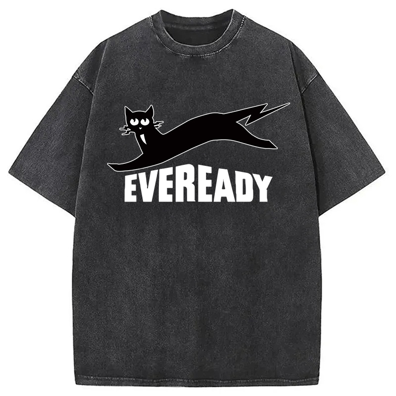Modecanvas Eveready Cat DTG Printing Washed T-Shirt