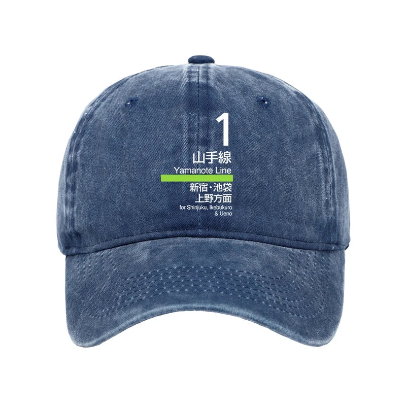 Modecanvas Tokyo Yamanote Line Platform Sign Washed Cap-modecanvas