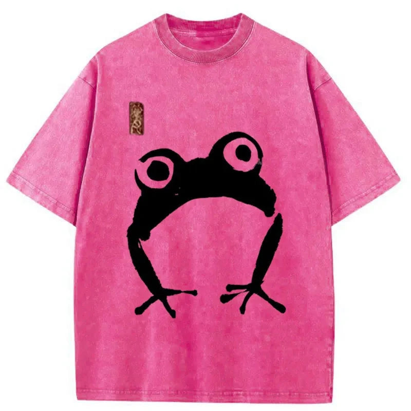 Modecanvas Japanese Woodblock Print Frog Washed T-Shirt