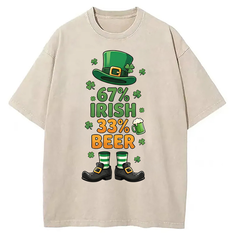Modecanvas 67 Irish 33 Beer DTG Printing Washed T-Shirt