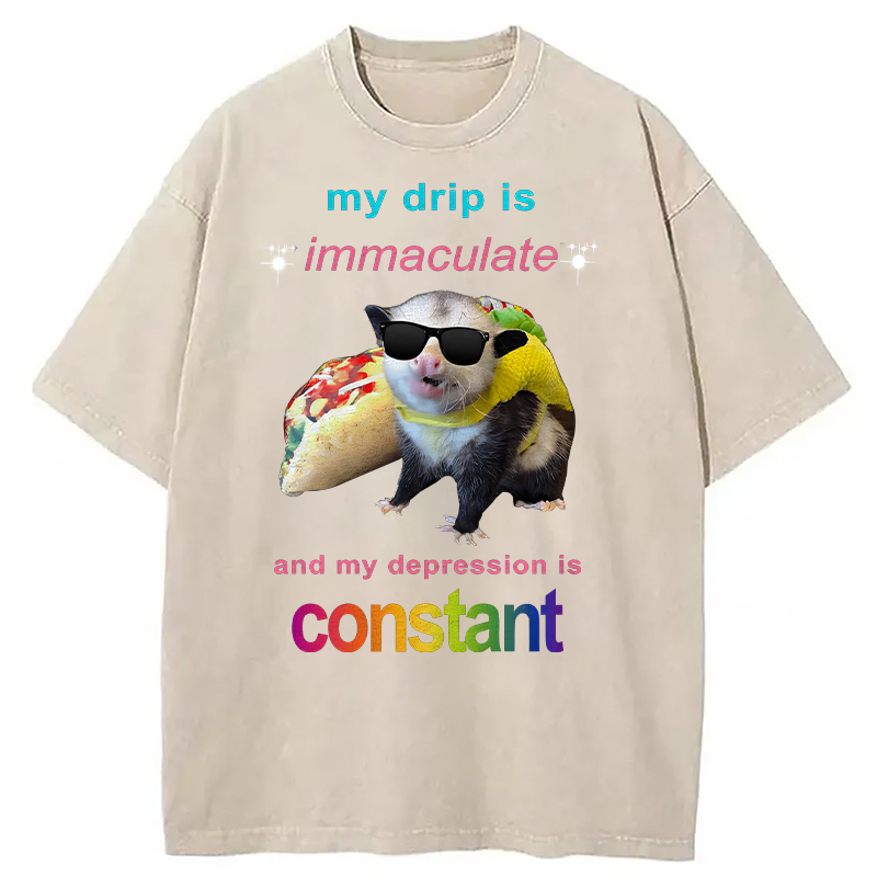 Modecanvas My Drip Is Immaculate DTG Printing Washed T-Shirt