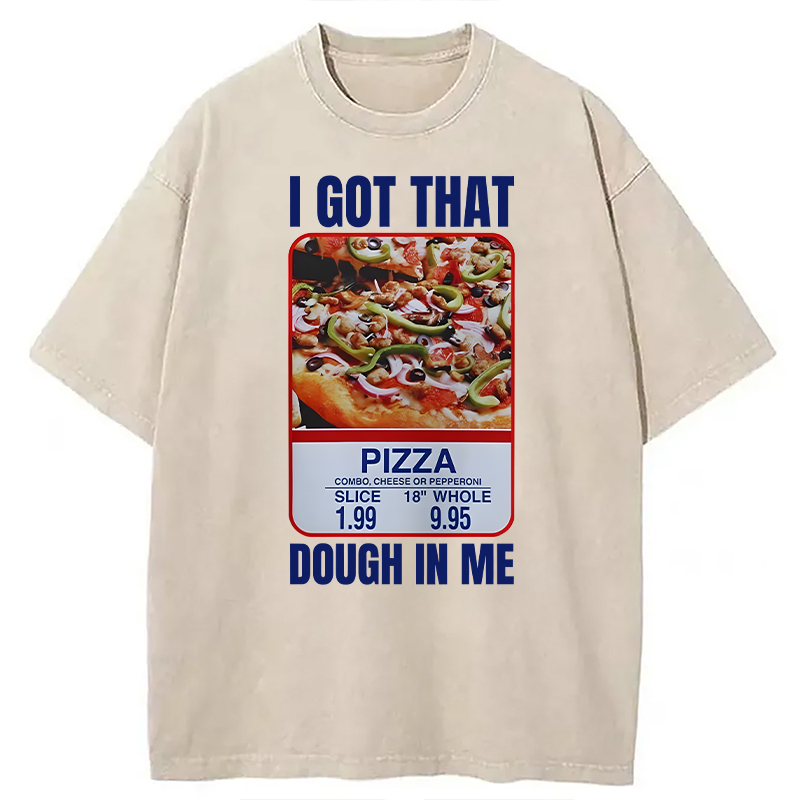 Modecanvas Fun Pizza Meme DTG Printing Washed T-Shirt