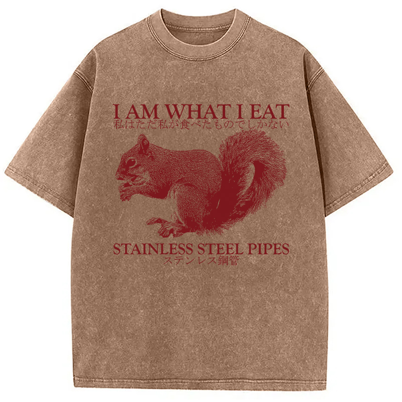 Modecanvas I Am What I Eat DTG Printing Washed T-Shirt