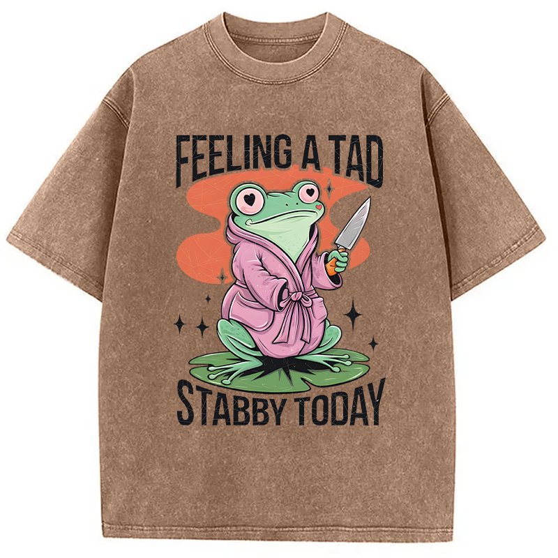 Modecanvas Stabby Frog Funny Meme DTG Printing Washed T-Shirt