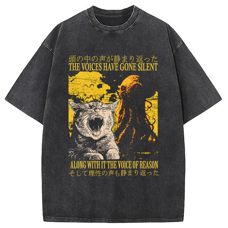 Modecanvas The Voices Have Gone DTG Printing Washed T-Shirt