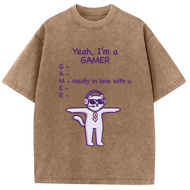 Modecanvas Madly In Love With You DTG Printing Washed T-Shirt