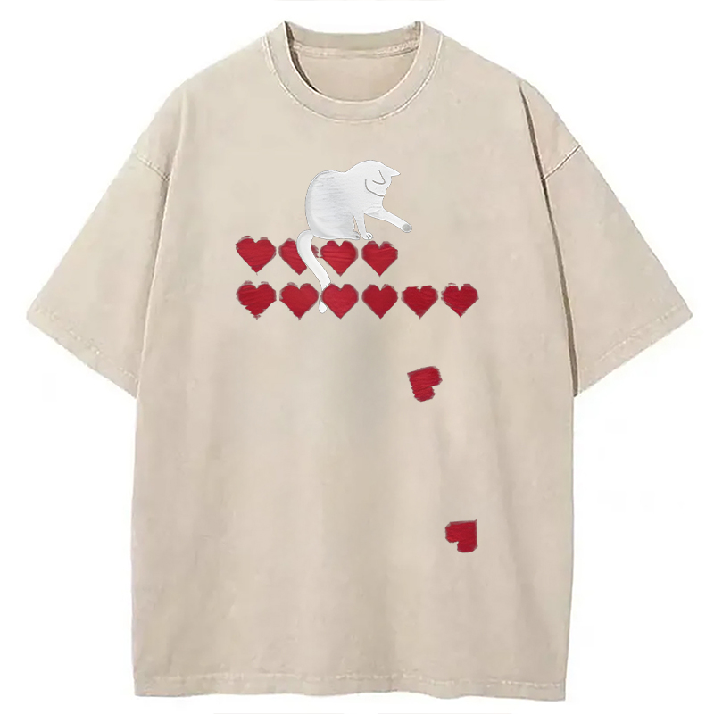 Modecanvas Killing Lives Cat DTG Printing Washed T-Shirt