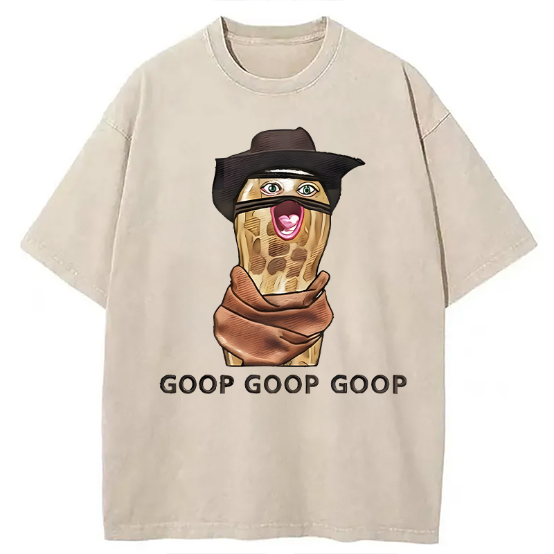 Modecanvas The Burnt Peanut Goop Funny Meme DTG Printing Washed T-Shirt
