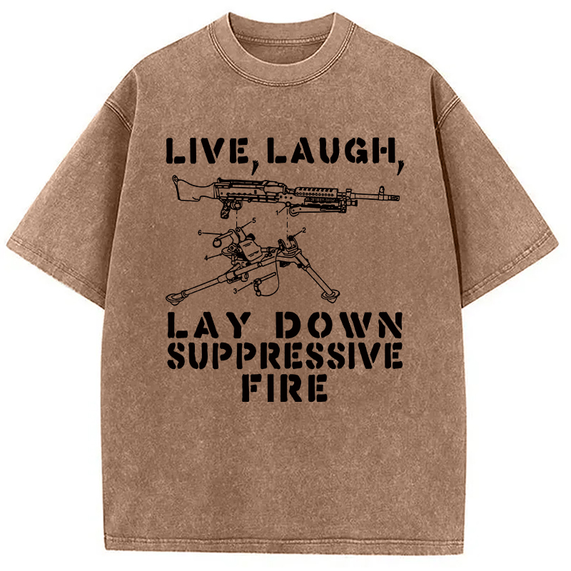Modecanvas Suppression By Force Funny DTG Printing Washed T-Shirt