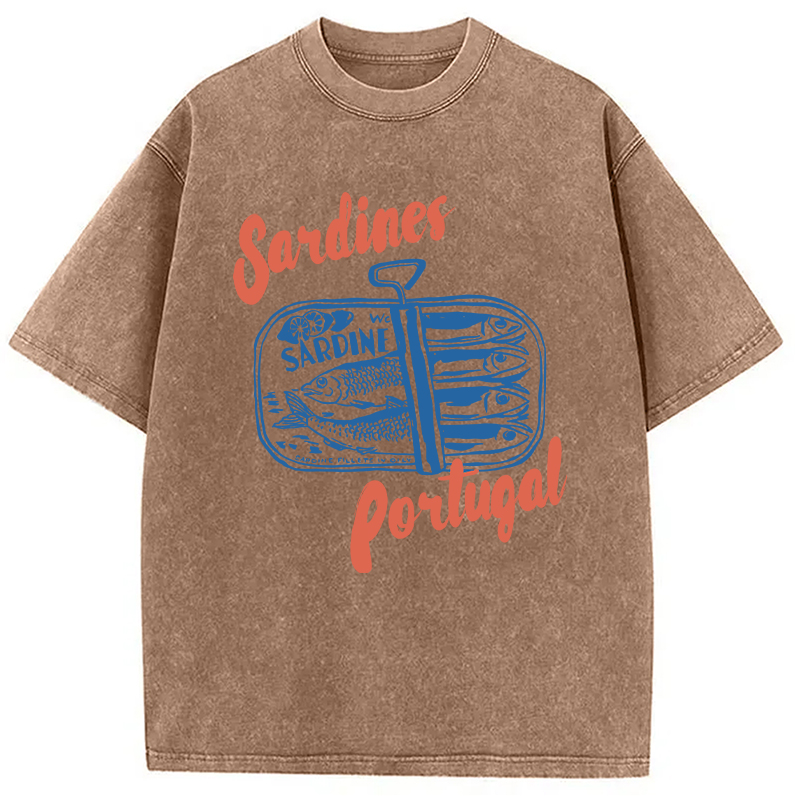 Modecanvas Tinned Fish DTG Printing Washed T-Shirt