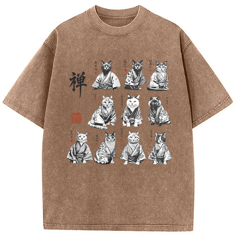 Modecanvas Japanese Ink Cats DTG Printing Washed T-Shirt