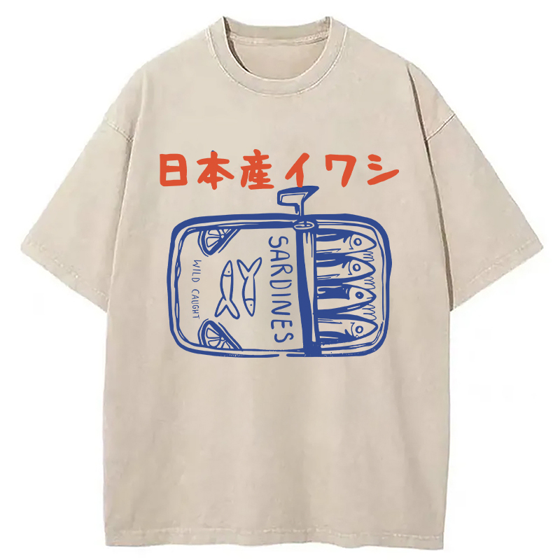 Modecanvas Japanese Sardine DTG Printing Washed T-Shirt