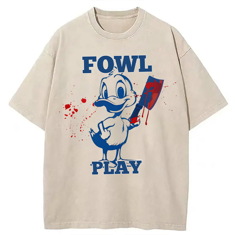 Modecanvas Fowl Play Duck DTG Printing Washed T-Shirt
