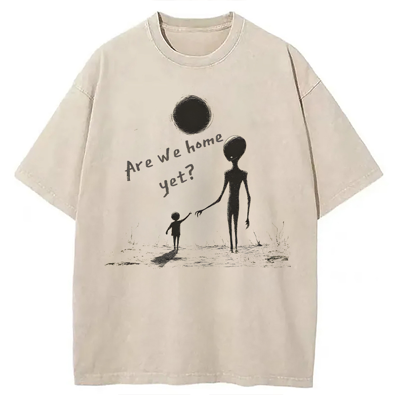 Modecanvas Retro Alien DTG Printing Washed T-Shirt