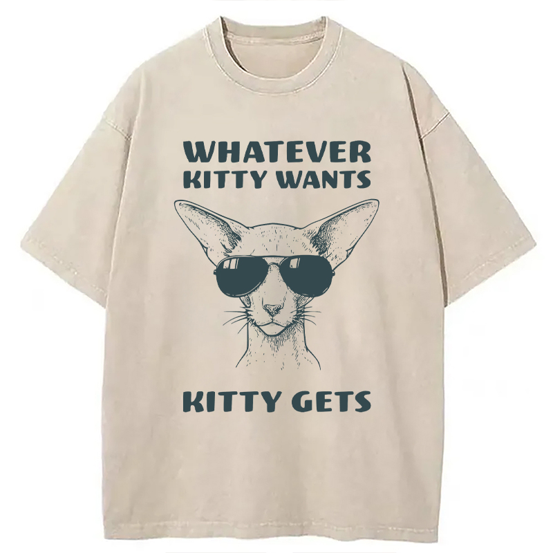 Modecanvas Oriental Shorthair Cat DTG Printing Washed T-Shirt