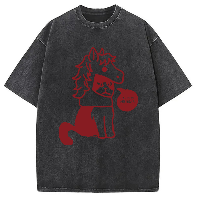 Modecanvas This Is My Year Horse Year DTG Printing Washed T-Shirt