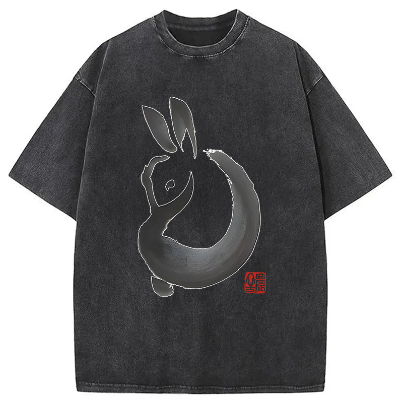Modecanvas Ink Rabbit DTG Printing Washed T-Shirt