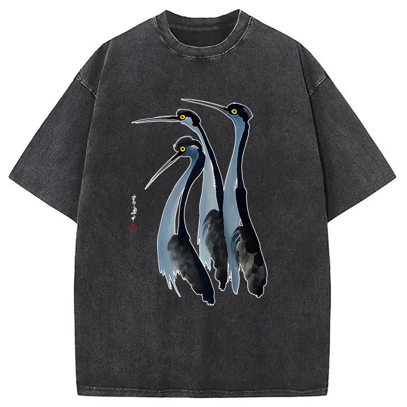 Modecanvas Blue Crane DTG Printing Washed T-Shirt