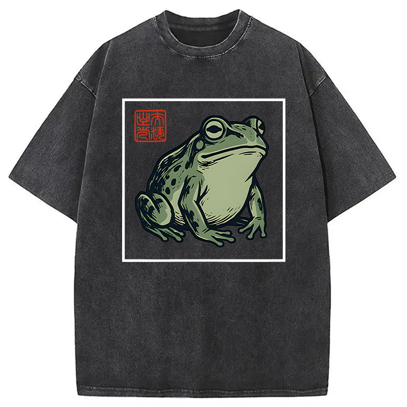 Modecanvas Zen Frog DTG Printing Washed T-Shirt