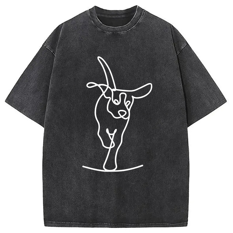 Modecanvas Minimalist Dog DTG Printing Washed T-Shirt