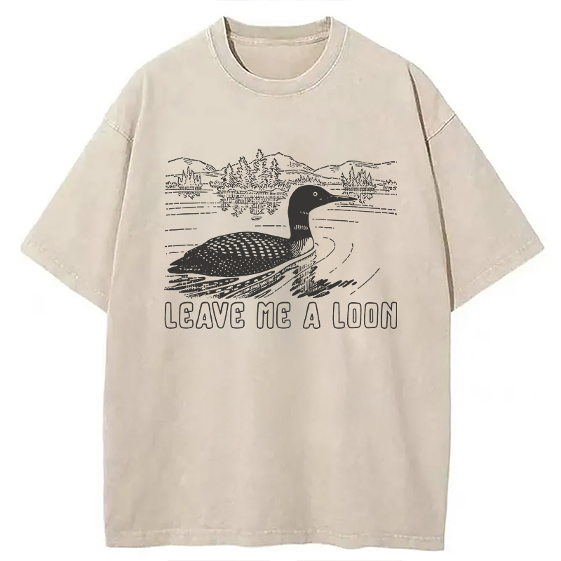 Modecanvas Loon Bird Pun DTG Printing Washed T-Shirt