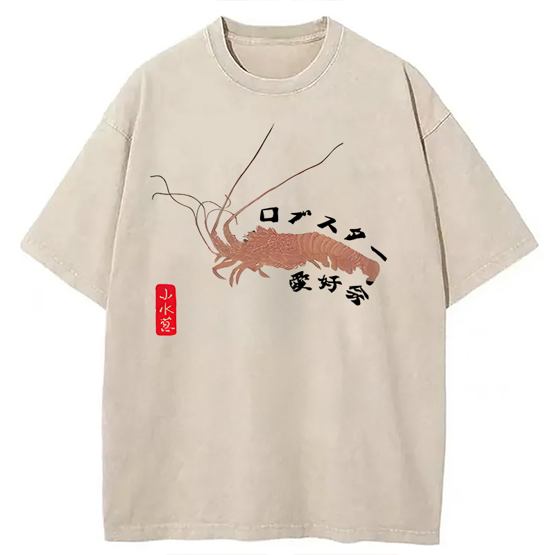 Modecanvas Lobster Lover Club DTG Printing Washed T-Shirt