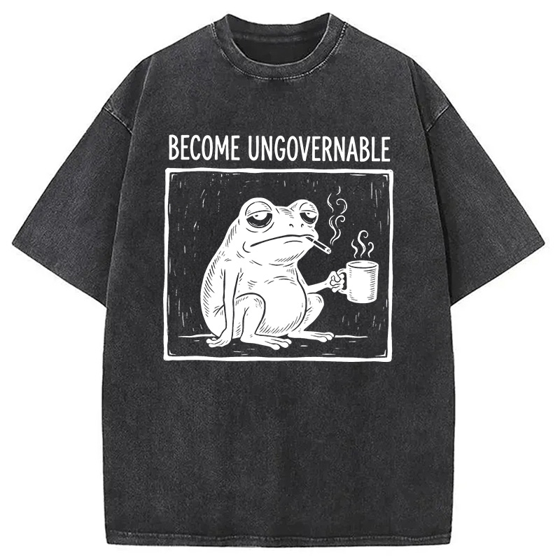 Modecanvas Become Ungovernable Frog DTG Printing Washed T-Shirt