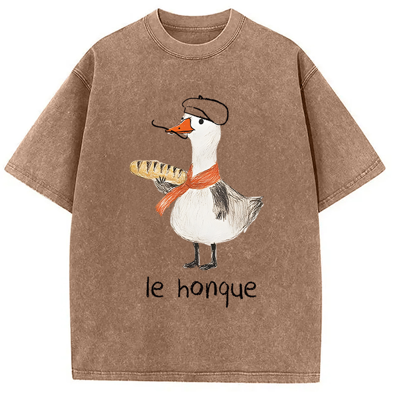 Modecanvas Funny French Goose DTG Printing Washed T-Shirt