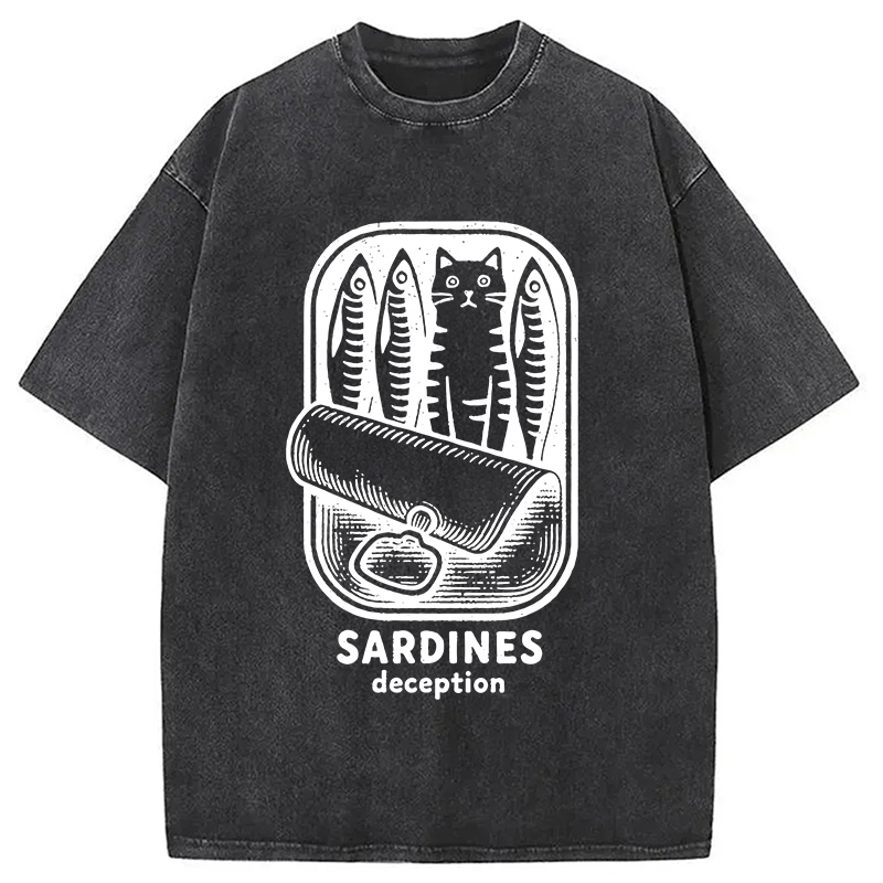 Modecanvas Funny Can Of Sardines Washed T-Shirt