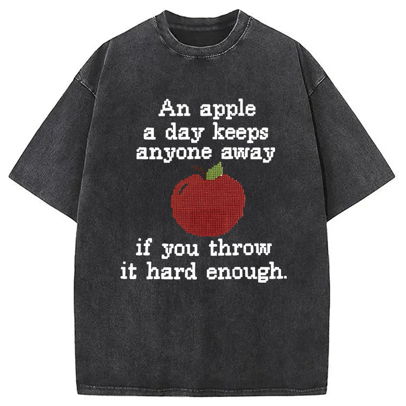 Modecanvas An Apple A Day DTG Printing Washed T-Shirt