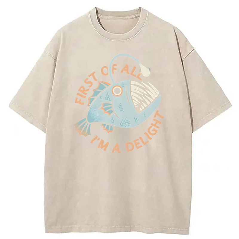 Modecanvas First Of All I'm A Delight DTG Printing Washed T-Shirt