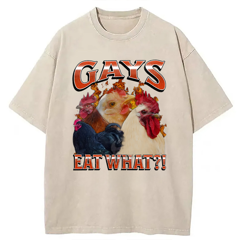 Modecanvas Gays Eat What?! DTG Printing Washed T-Shirt