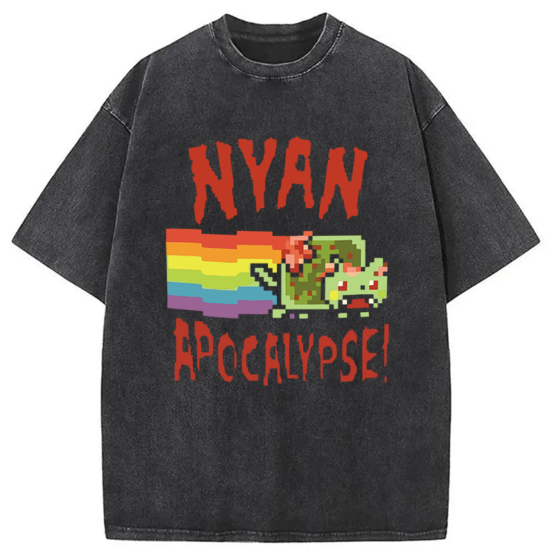 Modecanvas Nyan Apocalypse DTG Printing Washed T-Shirt