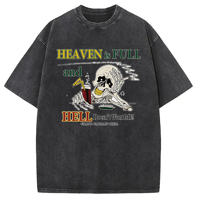Modecanvas Heaven Is Full DTG Printing Washed T-Shirt