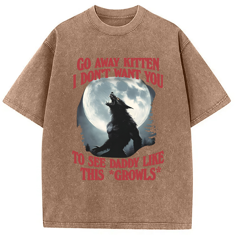 Modecanvas Go Away Kitten DTG Printing Washed T-Shirt