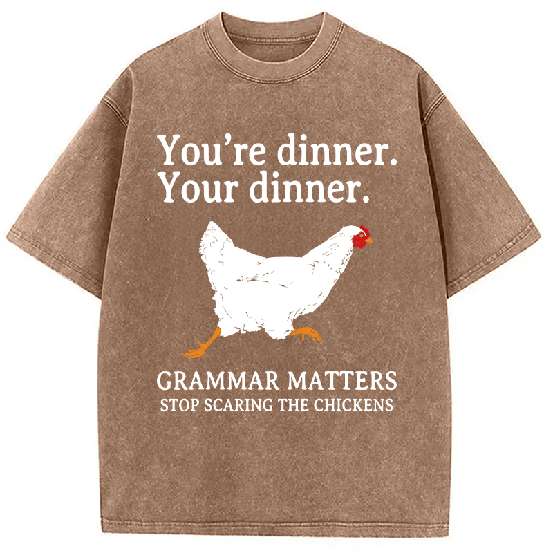 Modecanvas Stop Scaring The Chickens Meme DTG Printing Washed T-Shirt