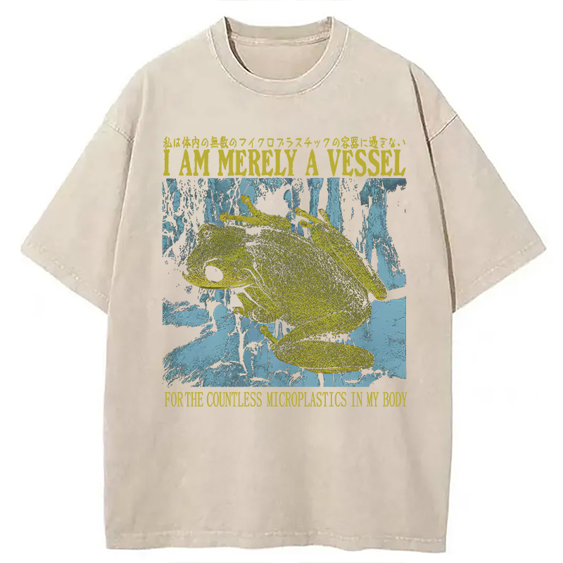 Modecanvas Funny Vintage Japanese Frog Washed T-Shirt-modecanvas