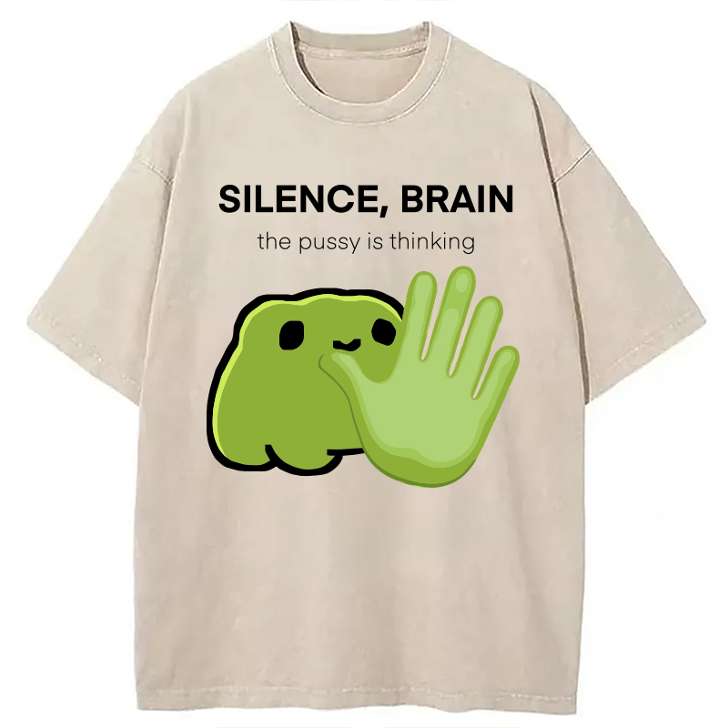 Modecanvas Silence, Brain DTG Printing Washed T-Shirt